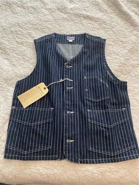 Vintage Navy Stripe Workwear Vest NWT